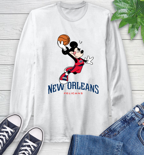 NBA Basketball New Orleans Pelicans Cheerful Mickey Mouse Shirt Long Sleeve T-Shirt 2