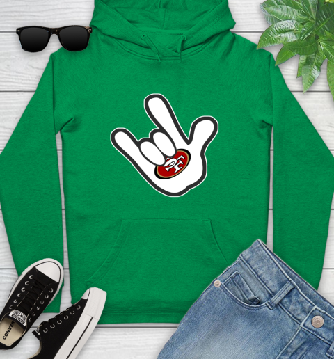 San Francisco 49ers NFL Football Mickey Rock Hand Disney Youth Hoodie 7