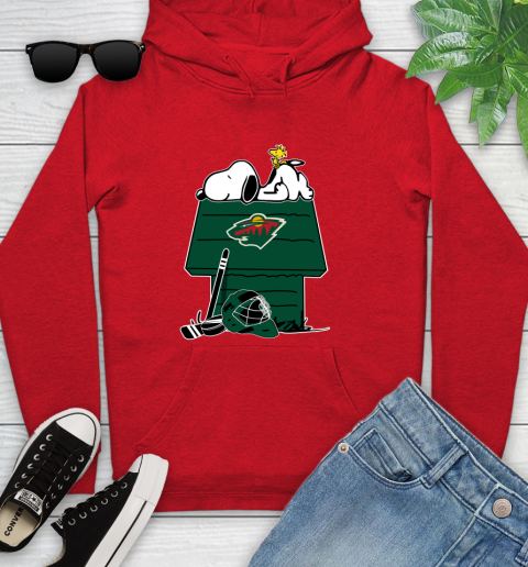 Minnesota Wild NHL Hockey Snoopy Woodstock The Peanuts Movie Youth Hoodie 11