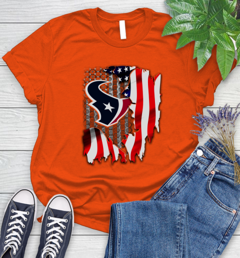 Houston Texans NFL Football American Flag Women's T-Shirt 3