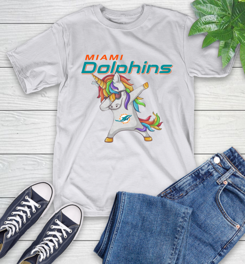 Miami Dolphins NFL Football Funny Unicorn Dabbing Sports T-Shirt 12