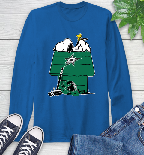 Dallas Stars NHL Hockey Snoopy Woodstock The Peanuts Movie Long Sleeve T-Shirt 9