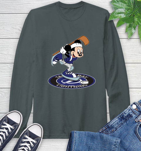 NHL Hockey Tampa Bay Lightning Cheerful Mickey Disney Shirt Long Sleeve T-Shirt 7