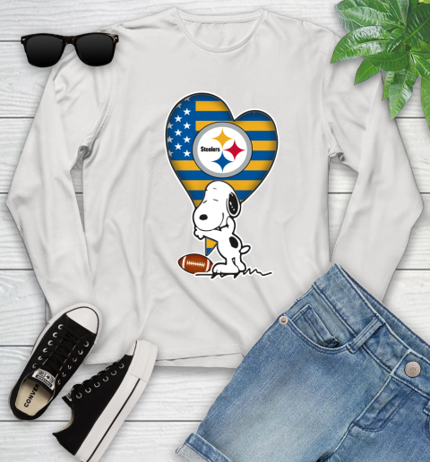 Pittsburgh Steelers NFL Football The Peanuts Movie Adorable Snoopy Youth Long Sleeve