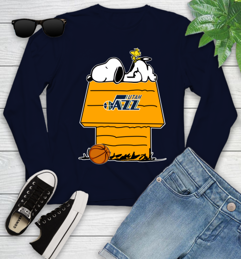 Utah Jazz NBA Basketball Snoopy Woodstock The Peanuts Movie Youth Long Sleeve 3