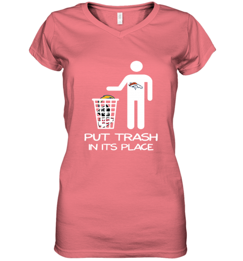 xcfn denver broncos put trash in its place women v neck t shirt 39 front coral