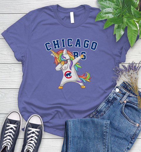 Chicago Cubs MLB Baseball Funny Unicorn Dabbing Sports Women's T-Shirt 11
