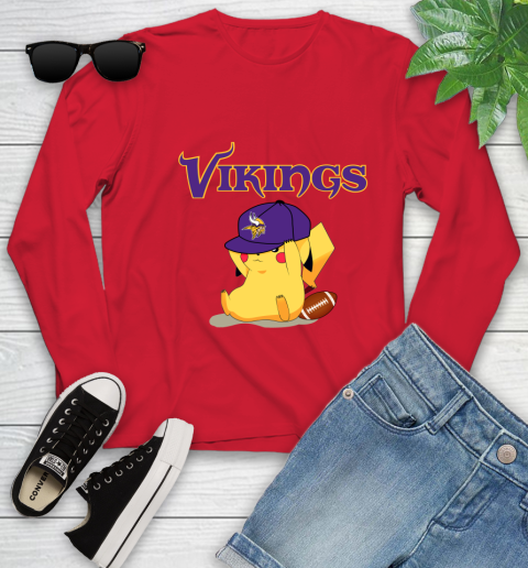 NFL Pikachu Football Sports Minnesota Vikings Youth Long Sleeve 11
