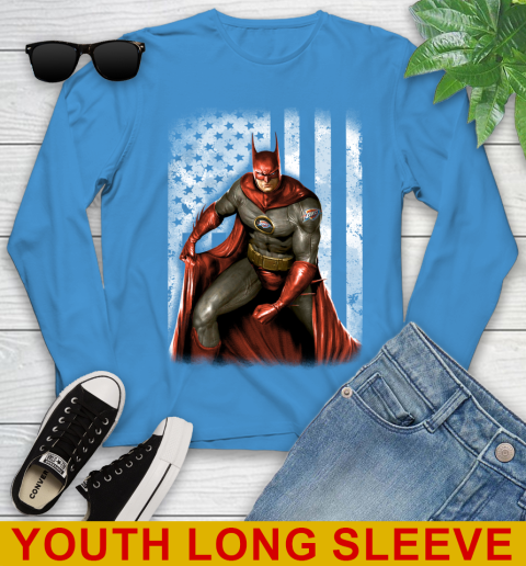 Oklahoma City Thunder NBA Basketball Batman DC American Flag Shirt Youth Long Sleeve 8