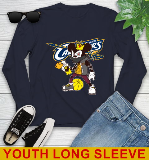 Cleveland Cavaliers NBA Basketball Mickey Peace Sign Sports Youth Long Sleeve 3