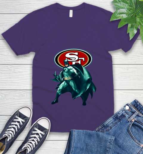 NFL Batman Football Sports San Francisco 49ers V-Neck T-Shirt 10