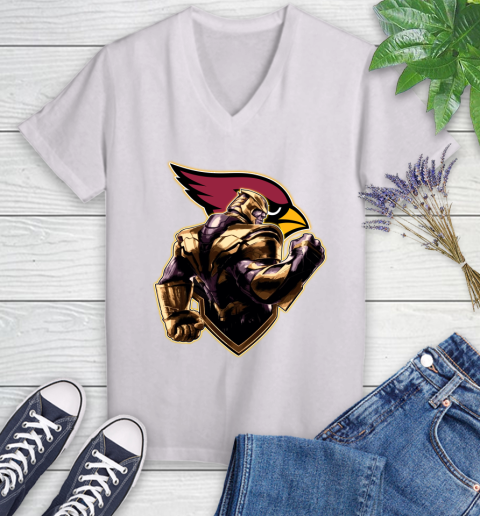 NFL Thanos Avengers Endgame Football Sports Arizona Cardinals Women's V-Neck T-Shirt