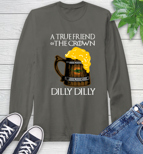 NFL Miami Dolphins A True Friend Of The Crown Game Of Thrones Beer Dilly Dilly Football Shirt Long Sleeve T-Shirt 9