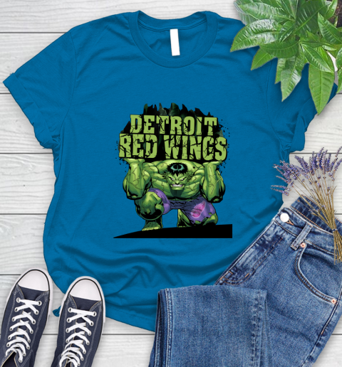 Detroit Red Wings NHL Hockey Incredible Hulk Marvel Avengers Sports Women's T-Shirt 7