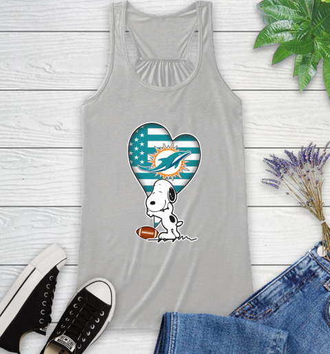 Miami Dolphins NFL Football The Peanuts Movie Adorable Snoopy Racerback Tank