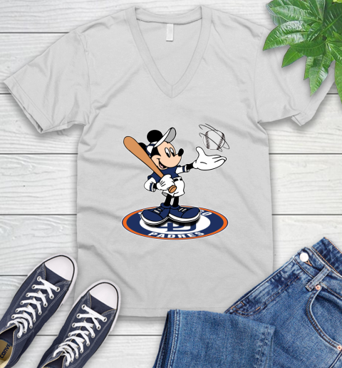 MLB Baseball San Diego Padres Cheerful Mickey Disney Shirt V-Neck T-Shirt 2