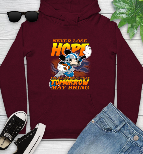 Detroit Lions NFL Football Mickey Disney Never Lose Hope Youth Hoodie 7