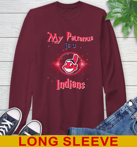 MLB Baseball Harry Potter My Patronus Is A Cleveland Indians Long Sleeve T-Shirt 7