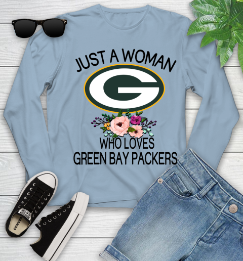 NFL Just A Woman Who Loves Green Bay Packers Football Sports Youth Long Sleeve 6