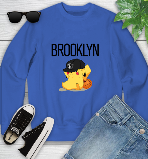 NBA Pikachu Basketball Sports Brooklyn Nets Youth Sweatshirt 8