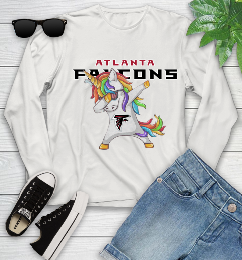 Atlanta Falcons NFL Football Funny Unicorn Dabbing Sports Youth Long Sleeve 12