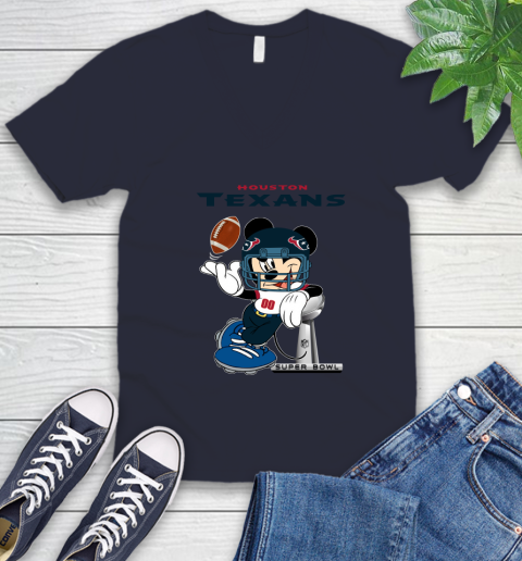 NFL Houston Texans Mickey Mouse Disney Super Bowl Football T Shirt V-Neck T-Shirt 3