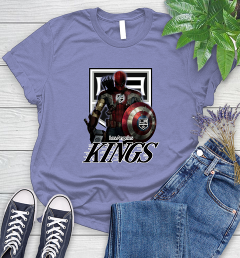 NHL Captain America Thor Spider Man Hawkeye Avengers Endgame Hockey Los Angeles Kings Women's T-Shirt 11
