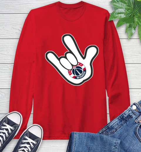 Washington Wizards NBA Basketball Mickey Rock Hand Disney Long Sleeve T-Shirt 10