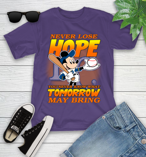 Kansas City Royals MLB Baseball Mickey Disney Never Lose Hope Youth T-Shirt 3