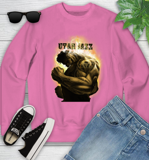 Utah Jazz NBA Basketball Hulk Marvel Avengers Sports Youth Sweatshirt 6