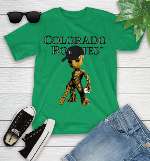 MLB Colorado Rockies Groot Guardians Of The Galaxy Baseball Youth T-Shirt 6