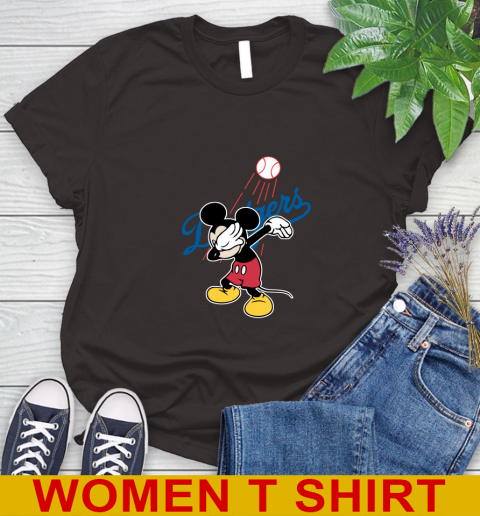 Los Angeles Dodgers MLB Baseball Dabbing Mickey Disney Sports Women's T-Shirt 8