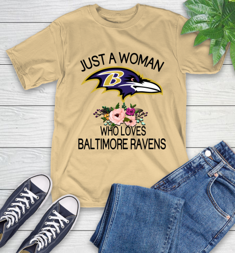 NFL Just A Woman Who Loves Baltimore Ravens Football Sports T-Shirt 6