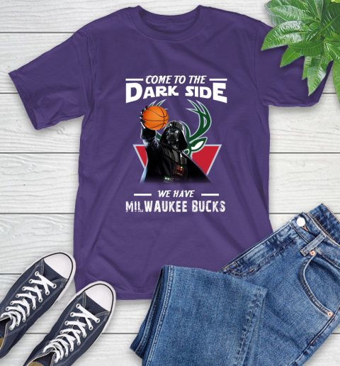 NBA Come To The Dark Side We Have Milwaukee Bucks Star Wars Darth Vader Basketball T-Shirt 5