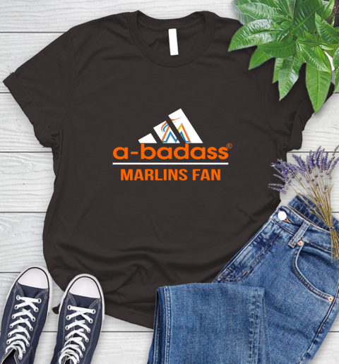 MLB A Badass Miami Marlins Fan Adidas Baseball Sports Women's T-Shirt 11