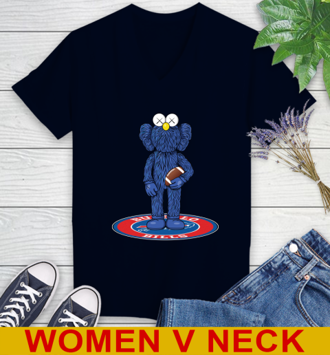 NFL Football Buffalo Bills Kaws Bff Blue Figure Shirt Women's V-Neck T-Shirt 3