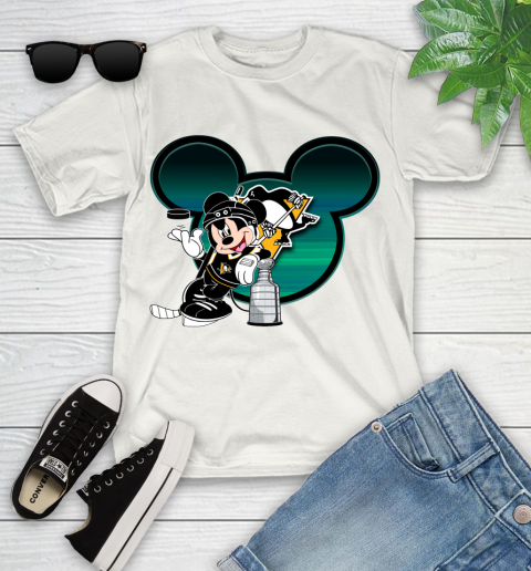 NHL Pittsburgh Penguins Stanley Cup Mickey Mouse Disney Hockey T Shirt Youth T-Shirt