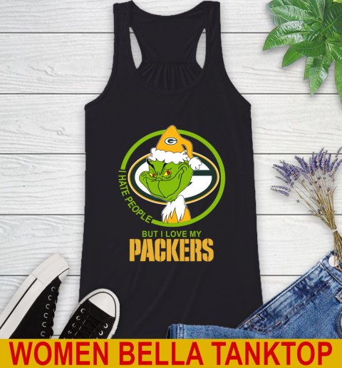 Green Bay Packers NFL Christmas Grinch I Hate People But I Love My Favorite Football Team Racerback Tank 2