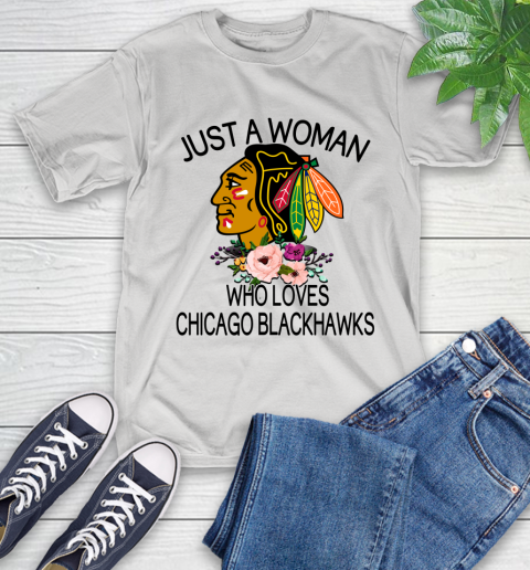 NHL Just A Woman Who Loves Chicago Blackhawks Hockey Sports T-Shirt