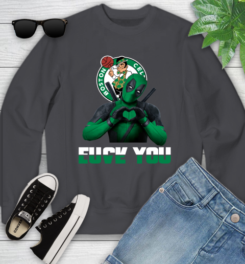 NBA Boston Celtics Deadpool Love You Fuck You Basketball Sports Youth Sweatshirt 5