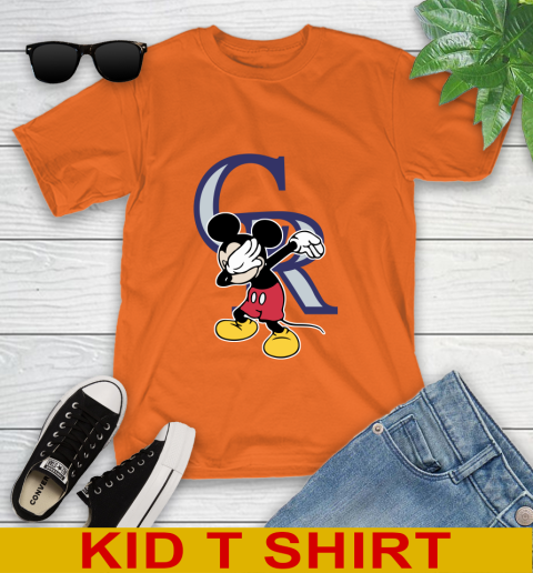 Colorado Rockies MLB Baseball Dabbing Mickey Disney Sports Youth T-Shirt 7