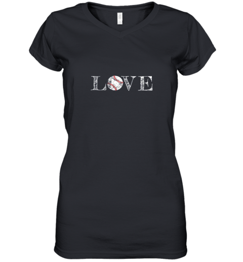 Womens Baseball Lover Mom Girlfriend Distressed Graphic Gift Shirt Women's V-Neck T-Shirt