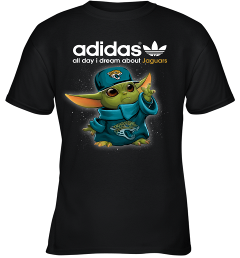 Baby Yoda Adidas All Day I Dream About Jacksonville Jaguars Youth T-Shirt