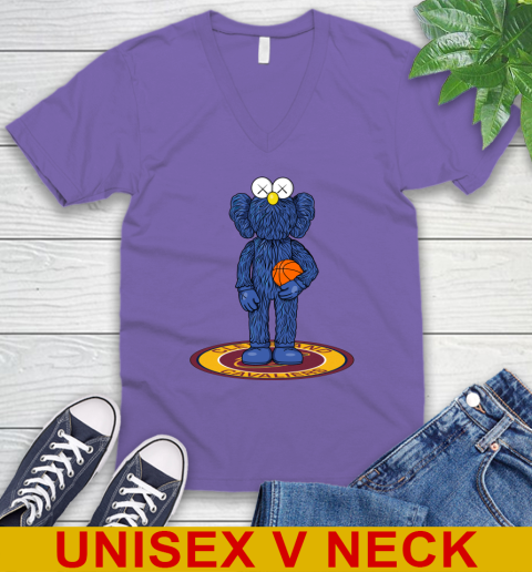 NBA Basketball Cleveland Cavaliers Kaws Bff Blue Figure Shirt V-Neck T-Shirt 9