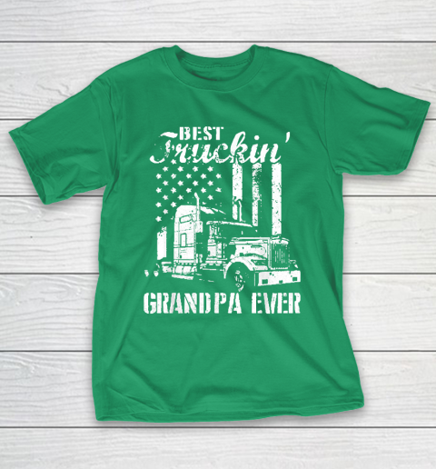Grandpa Funny Gift Apparel  Best Truckin' Grandpa Ever Flag Father's Day T-Shirt 15