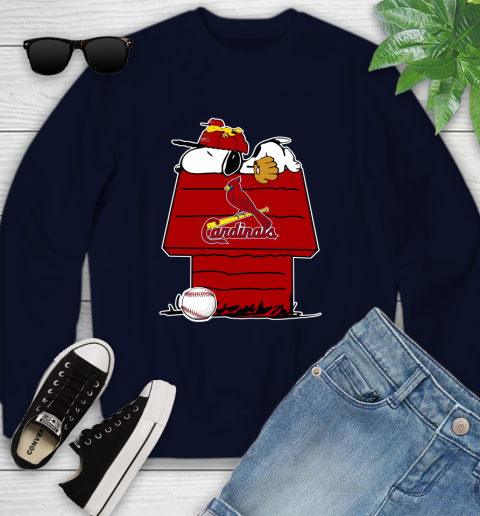 MLB St.Louis Cardinals Snoopy Woodstock The Peanuts Movie Baseball T Shirt Youth Sweatshirt 3