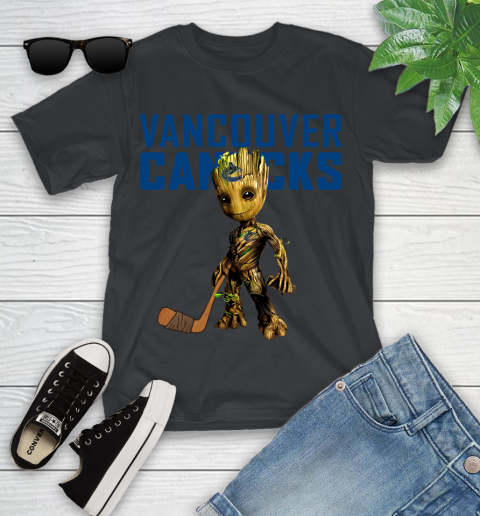 Vancouver Canucks NHL Hockey Groot Marvel Guardians Of The Galaxy Youth T-Shirt 2
