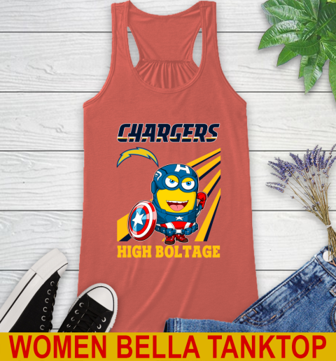 NFL Football Los Angeles Chargers Captain America Marvel Avengers Minion Shirt Racerback Tank 3