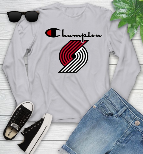 NBA Basketball Portland Trail Blazers Champion Shirt Youth Long Sleeve 3