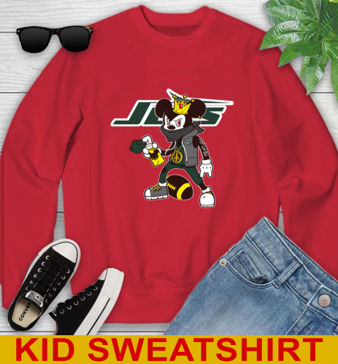 New York Jets NFL Football Mickey Peace Sign Sports Youth Sweatshirt 8